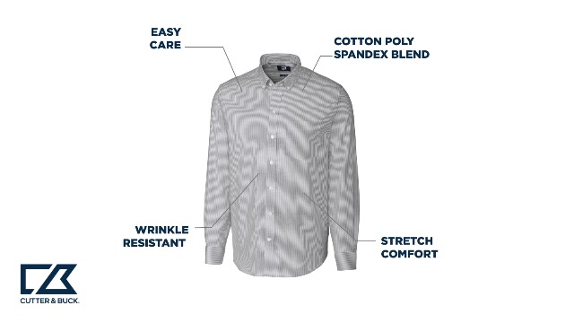 Cutter & Buck Men's Stretch Oxford Short Sleeve Shirt - Tailored Fit, Button Down - View #6