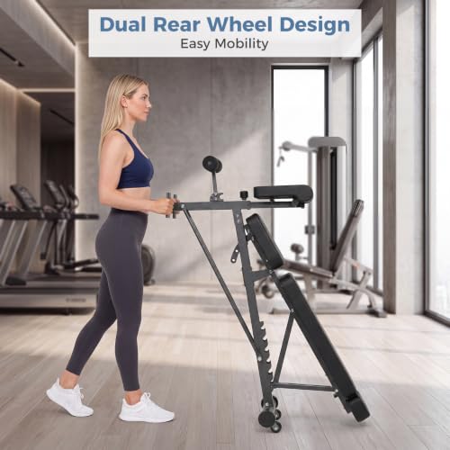 DUMOS Adjustable Weight Bench, 660 LBS Workout Bench Press with 2 Wheels by DUMOS - Used condition - Image 7