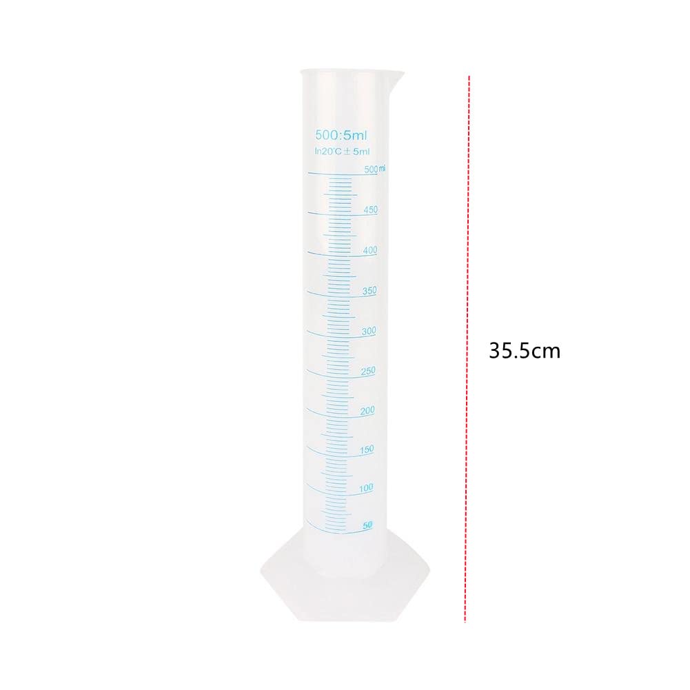 Nikou 500ml Probeta graduado plástico Cilindros prueba tubo laboratorio líquido caliente