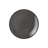 Grès avec un décor texturé gris . Compatible lave-vaisselle.