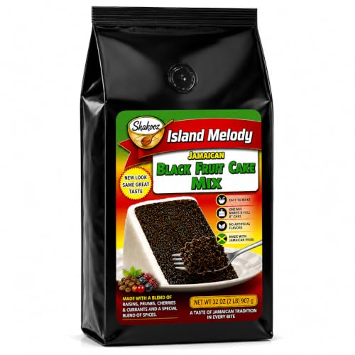 Shakooz Island Melody Jamaican Black Fruit Cake Mix, 32oz (2lb)