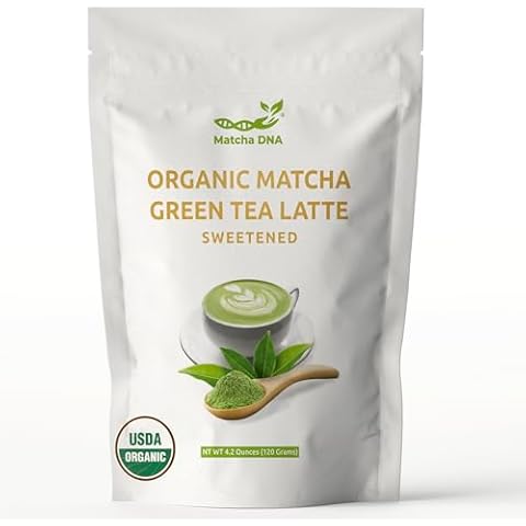 Matcha DNA Sweetened Matcha Powder - Matcha Latte Mix - Unprocessed, Perfect For cafe style Matcha Tea and Lattes - Made With Organic Sugar, Naturally Low In Caffeine (4.2 oz) Cover