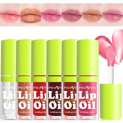 DEERELF 6 Colors Ultra-large Capacity Lip Gloss Set, Clear Lip Gloss and Glow Lip Oil For Woman, Soft and Smooth Lip Gloss Pack,Moisturizing and Hydrating Lip Makeup,Non-sticky Fat Oil Lip Gloss