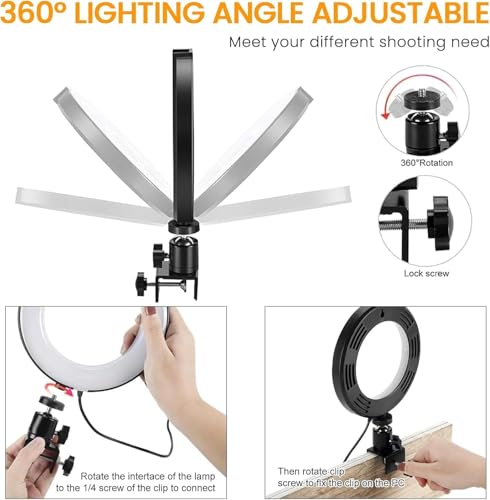Image of Video Conference Lighting Kit, Ring Light Clip on Laptop Monitor, 6 inch Dimmable LED Circle Selfie Light for Zoom Meeting /Remote Working /Zoom Calls /Live Streaming /Video Recording