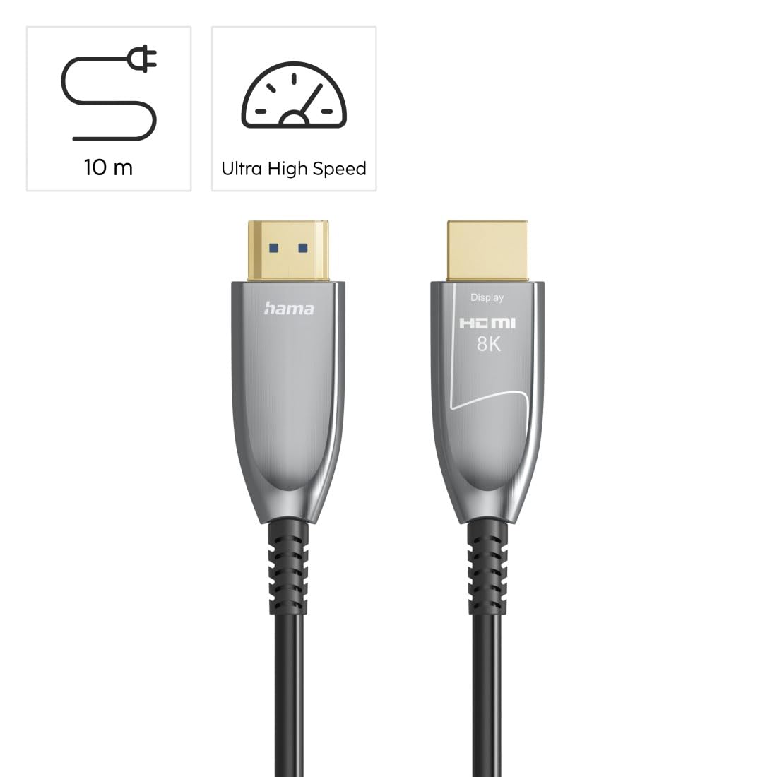 Câble HDMI™ ultra haut débit, fibre optique, certifié AOC, 8K, Alu, 10 m