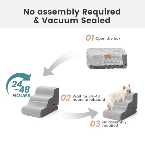 Image of Gardner Pet Dog Stairs for Small Dogs 22.8 inch H, Curved 5-Step Pet Stairs, Dog Steps for High Bed, Couch (24-30 in) with Durable Non-Slip Waterproof Fabric Cover and CertiPUR-US Certified Foam
