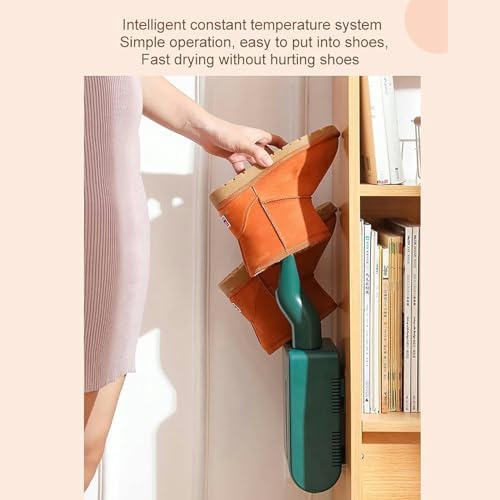 Wall Mounted Shoe Dryer - Electric Multi-Hole Boot & Shoe Warmer with Timer, Portable Air Drying Machine for Quick Drying (Green) - Ideal for Winter Use