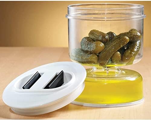 Marita Pickle and Olive Hourglass jar, Juice Separator, Pickle and Olive Container with Strainer, Hourglass Pickle Jar, Leak-proof Juice Separator for Airtight Food Storage
