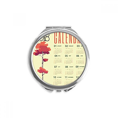 Miroir rond portable à la main style calendrier 2,6 x 2,4 pouces