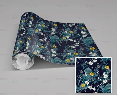 Papier peint autocollant fleurs noires adhésif pour meuble vinyle