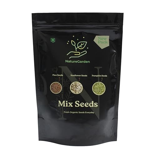 Image of NatureGarden 3-in-1 Seeds Mix 250g | Flax Pumpkin Sunflower | Roasted Superfood | High Protein Fiber Omega-3 | Vegan Keto Gluten-Free | Healthy Diet Snack | Natural Edible Seeds for Eating Baking