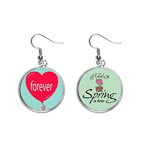 Pendientes de primavera con corazón verde y rojo joya colgante 1