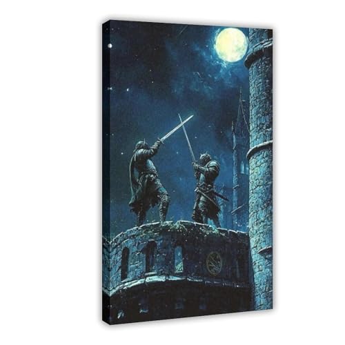 Poster sur toile Battle Under The Moonlight pour décoration murale de chambre ou bureau 20x30 cm