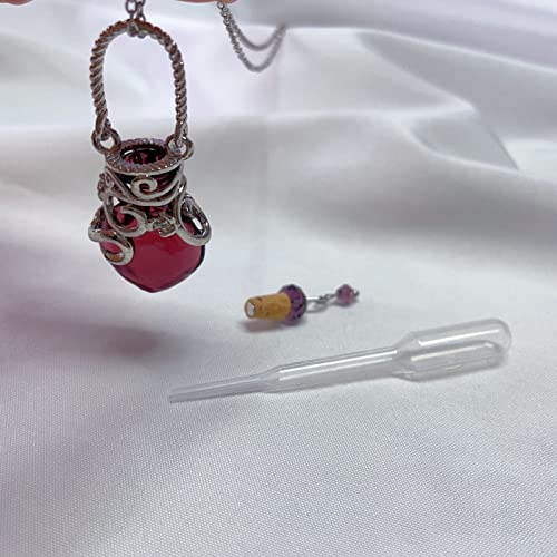 Aromatherapy Essential Oil Bottle Perfume Murano Glass Pendant Necklace For Women Heart-Shaped Perfume Bottle Fragrance Flask Small Flower Basket Travel Locket Pendant Collarbone Chain Necklace Diffuser Female Gift Red #TOP5