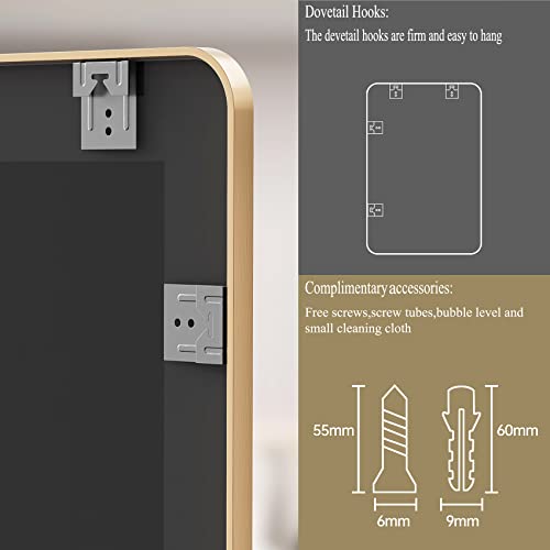 Richtop Gold Bathroom Mirror,22X30 Mirror For Bathroom,Rounded Rectangle Mirror,Gold Frame Mirror For Bathroom Entryway Livingroom,Champagne Bronze Mirror,Explosion-Proof (Vertical/Horizontal) #TOP5