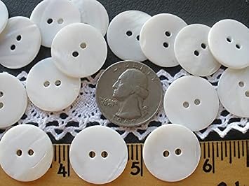 9 Buttons mKET 20MM Classic Real Shell MOP Buttons Polished Matte White 32L 13/16" Embellish Knit 2-Hole Crochet Sweater Fashion Mother of Pearl