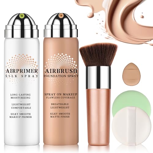 LZXLUKGIR Airbrush Foundation Makeup with Primer,Breathable Blendable Foundation Full Coverage