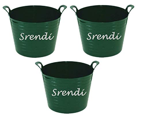 Image of Easy Shopping 3 x 26 Litre Flexi Tub Garden Home Flexible Colour Rubber Storage Container Bucket Polyethylene Flex Tub- MADE IN U.K. (Green)