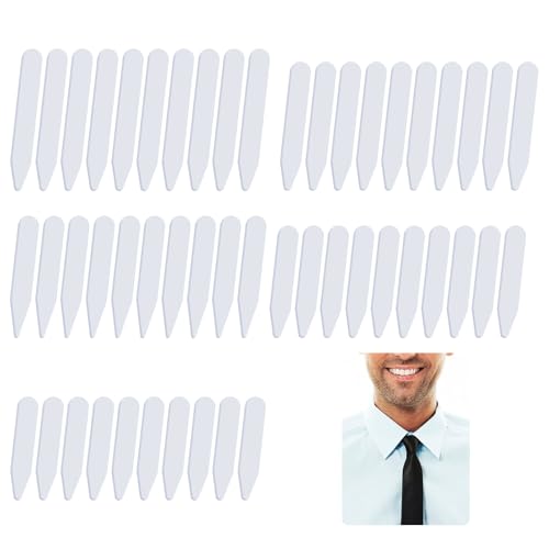 ZEYIYER 100 PCS Collar Stays for Men\'s Dress, 5 Sizes White Plastic Collar Stays, Shirt Collar Inserts 2\" 2.2\" 2.37\" 2.5\" 2.76\" Shirt Collar Stays for Men\'s Dress Shirts
