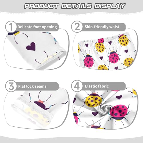 Ladybugs Hearts Girls Leggings,Workout Leggings for Girls Toddler Athletic Leggings Size for 3-10T3