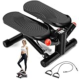 ACFITI Mini Stepper with Resistance Bands, Air-Powered Twist Stepper for Full Body Workout - 350lbs Loading Capacity