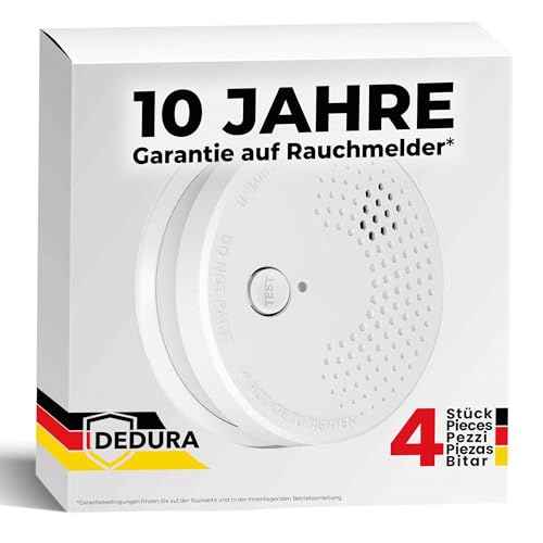 Rauchmelder 4er Set mit 10 Jahre Garantie BSI Zertifiziert nach...