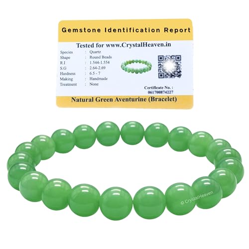 Image of Crystal Heaven Certified Green Aventurine Bracelet for Women Men with Healing Crystal and Reiki Stone - Beautiful Gemstone Beaded Bracelet for Balance, Harmony & Positive Energy