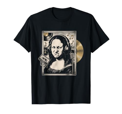 Mona Lisa T-Shirt Kopfhörer Bass Lustige Musikproduzenten DJ T-Shirt