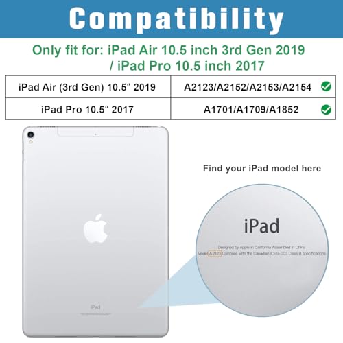 ProCase Smart Case for 10.5” iPad Air 3rd Generation 2019 / iPad Pro 2017, Slim Stand Cover with Pencil Holder Soft TPU Back for Air 3 -Sky Blue by ProCase - Image 2