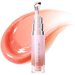 SKINTIFIC Peptide Brightening Lip Serum, Hydrating & Plumping Tinted Lip Gloss, Moisturizing Lip Balm with Polypeptides & Squalane for Glossy Sheer, Smooth Lips(05 Peach Rose)