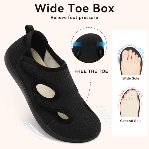 LeIsfIt House Shoes for Women Wide Diabetic Slippers Adjustable Comfortable House Slippers for Swollen Edema Feet Indoor Outdoor Closed Back Slipper Shoes3