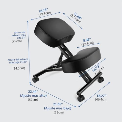 Miniatura 3 de Himimi Sillas Ergonomicas De Rodill Piel Sintética Almohadillas Gruesas Y Cómodas Ruedas Con Freno Taburete Ajustable Para El Hogar Y La Oficina