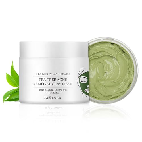 Shefave Tea Tree Acne Removal Clay Face Mask - Deep Cleansing Pore Purifying Nourish Skin Bentonite and Kaolin Clay Mask - Hydrating Mud Mask for Acne-Prone & Oily Skin Face Masks Skin Care