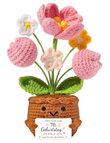 QUANMAITONG 70. Geburtstag Frau MannGeschenk 70 Geburtstag Mann Frau Deko Glücksbringer Pocket Hug 70 Geburtstagsgeschenk Für Frauen Mama Oma Schwester Freundin (70)