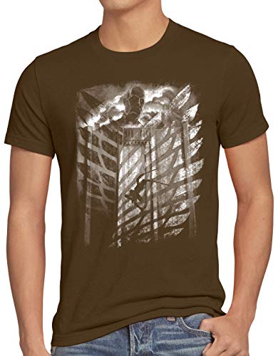 CottoCloud Jaeger Flying Camiseta para Hombre T-Shirt Aot Titan on Attack, Talla:L, Color:Marrón