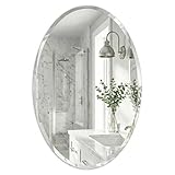 Pocetry 20'x28' Frameless Oval Bathroom Mirror, Beveled Vanity Mirror with Solid Backing, Flush Mount Wall Mirror for Small Powder Rooms, Over Sink & Entryway, Vertical/Horizontal Hang
