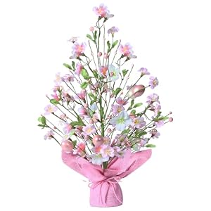 Super Holiday Easter Decorations 18 Inch Artificial Easter Pink Egg Flower Tree Tabletop Decorations for Home Party Wedding Holiday Spring Summer Decor