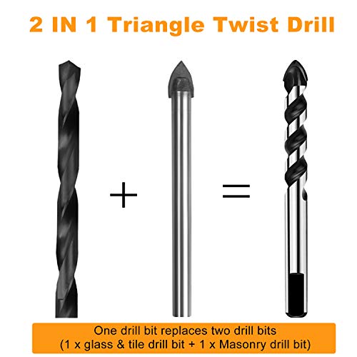 Masonry Drill Bits, ZINMOND 10 Piece Tile Drill Bits Set, Glass Drill Bit, Tungsten Carbide Material Drill Bit for Brick, Marble, Plastic, Wood, Mirrors, Cinder Block, etc.