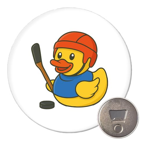 Huuraa Magnet Quietscheente Eishockey Gummiente Hockey Geschenk 59mm Flaschenöffner Quietscheente Eishockey Geschenkidee