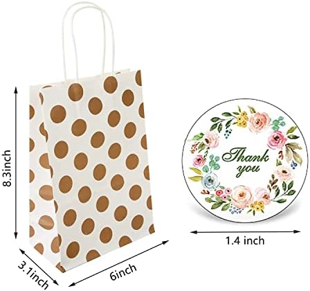OWill 10 Pcs Gift Bags,10 Colors Small Gift Bags for Presents with 21 Stickers,Small Rainbow Polka Dot Party Paper Gift Bags with Handles for Women Party Wedding Birthday and Daily Use - 210x150x80mm