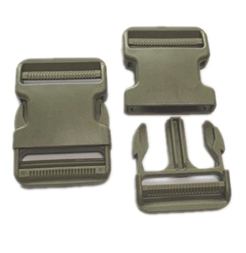 Ninepeak 2 Inch Flat Heavy Duty Dual Adjustable Side Release Plastic Buckles, 2 Set (Olive Drab/OD)