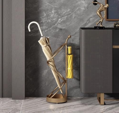 Sekcrlaumix Metal Umbrella Stand At The Entrance, Freestanding Circular Umbrella Holder With Space For Canes And Walking Sticks. Ideal for Hotels, Entryways, Offices, and Hallways，25X10inches (gold) by Sekcrlaumix - Image 7