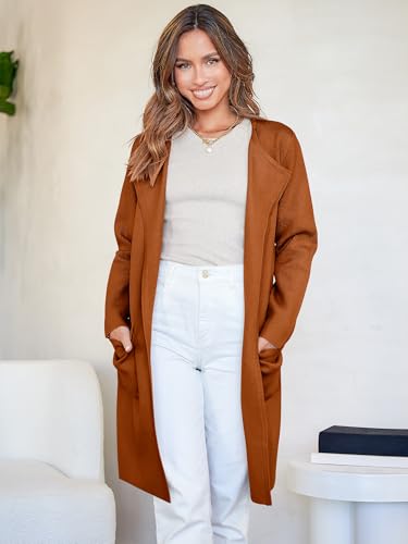 Image of ANRABESS Womens Cardigan Sweater Open Front Knit Long Coatigan Dressy Casual Jacket Coat 2026 Fall Outfits Classy Clothes