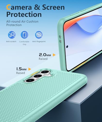Image of FNTCASE for Samsung Galaxy S24-FE Case: Dual Layer Protective Heavy Duty Cell Phone Cover | Shockproof Rugged with Non-Slip Textured | Military Grade Drop Protection Bumper Tough (Mint Green)