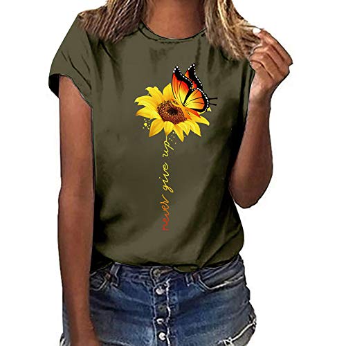 Image of Sunflower Graphic Summer T Shirt Plus Size Loose Blouse Tops Girl Short Sleeve Cute Casual Tees