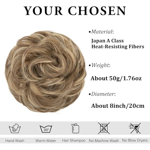 image for CJL HAIR Large Messy Bun Hair Piece Wavy Curly Scrunchies Synthetic Ch