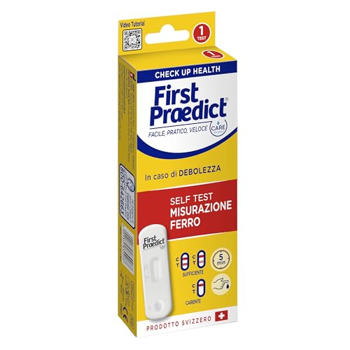 First Praedict - Self Test Misurazione Ferro: Kit Rapido Per Determinare I Livelli Di Ferritina Nel Sangue - Test Efficace E Conveniente