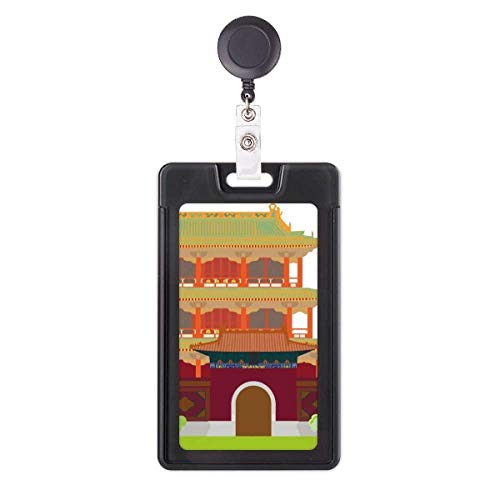 Porte-badge rétractable architecture chinoise étui cartes
