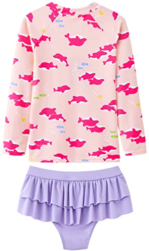 Image of UMELOK Toddler and Little Girls Rash Guard Sets with Bikini Bottom Swimwear | UPF 50+ Sun Protection