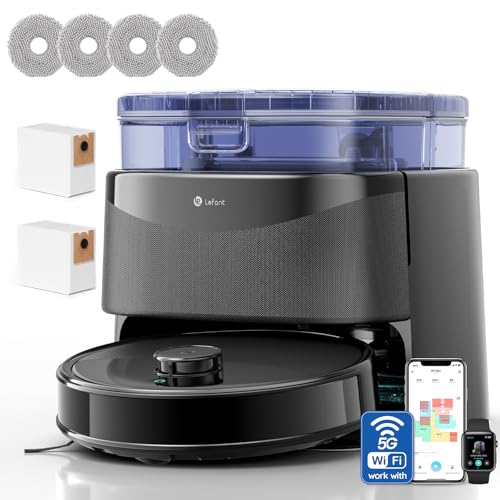 LEFANT M3 Ultra Robot Aspirador y Fregasuelos con Estación de Autolimpieza, Navegación Láser dToF de 15 m, 23000 Pa, 220 min, Lavado a 75 °C, Seca